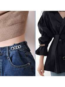 3件組免縫腰部收緊夾，可拆卸金屬腰圍縮小扣，適用於牛仔褲、洋裝、大衣、袖口，可調節緊固防止走光 - 彩色 - 查看 8