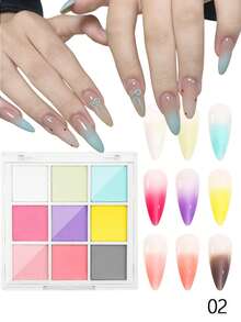 Set Bubuk Padat Nail Art 9 Warna, Hasil Akhir Cat Eye dan Aurora, Tekstur Mengkilap, Tanpa Bau dengan Efek Gradien DIY untuk Desain Kuku Kreatif, Hadiah Sempurna - MultiWarna - View 8