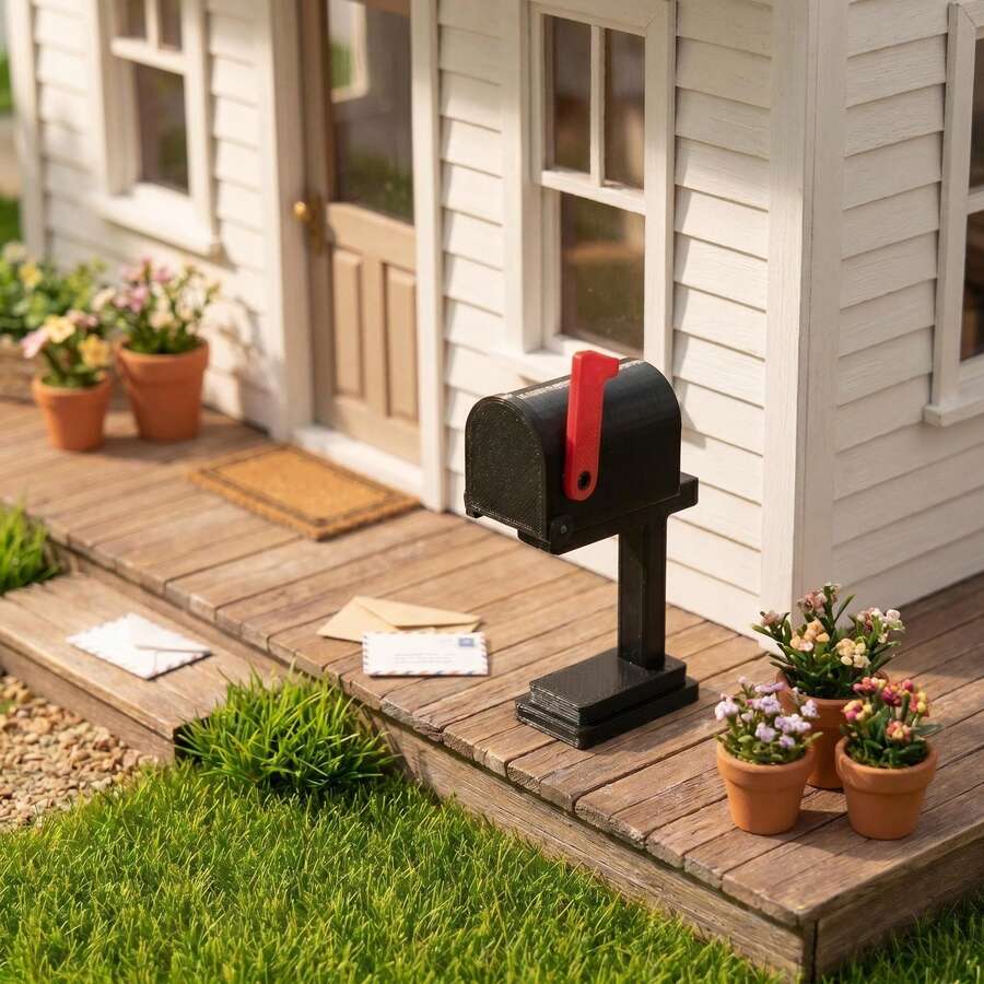 1:12 Miniature Mailbox Model, Suitable For Various Mini Diorama Building Scenes, Dollhouse Mini Mailbox Decor, Military Figure Scene, DIY Photography Prop