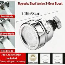 360° Unrestricted Rotating Pressurized Faucet Extender, ABS Plastic Material, Upgraded 3-Mode Faucet Extension, Pressurized Anti-Splash Water-Saving Aerator, Suitable For Kitchen Bathroom Shower Tap Water Filter, Universal For Long And Short Faucets, Convenient To Use - Upgraded Boost - 3 Modes - View 10