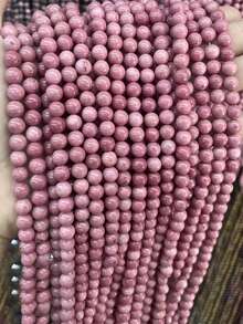 1 Untai Manik-manik Kayu Bulat Berbentuk Renda, Batu Akik dan Rhodonit Alami, Aksesori Lepas untuk Pembuatan Perhiasan, Gelang, Kalung, DIY 4 6 8 10mm - MultiWarna - View 7