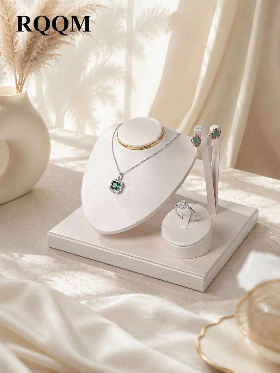 1pc Brushed Finish Jewelry Display Stand, Ring Necklace Earring Combination Jewelry Rack, Jewelry Display Prop, Jewelry Set Display Stand, Jewelry Window Counter Display Rack - Brushed Jewelry Stand - View 1