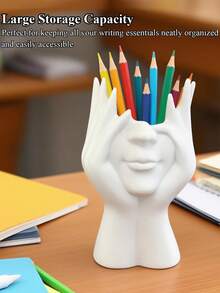 1pc Handmade Creative Human Body Art Makeup Brush Holder, Unique Human Body Art Makeup Brush Holder, Desktop Makeup Brush Storage Box, Anti-Drop Design, Sculpture Decor, Handmade Desktop Or Bathroom Cosmetic Box, Gift, Back To School Pencil Storage - Multicolor - View 5