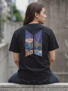 Lila Star Orbit Arirang Unisex Tour T-Shirt, Band Fan Geschenk - Zwart - Bekijken 1