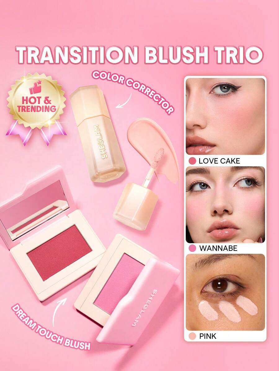 SHEGLAM [3Pcs] Transition Blush Bundle Set Brand Beauty Cosmetic Makeup For Women And Girls - Love Cake+Wannabe+Pink - View 1