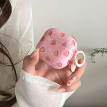 Love-Themed Pink Polka Dot Strawberry Earphone Case With Hanging Ring, Compatible With Airpods 4th Gen, Cute Earphone Cover Compatible With Apple 2nd Gen, 3rd Gen, New Protective Case With Pendant, Airpodspro 3, Korean Style Earphone Case, Pro 2, Girls Earphone Case Protective Cover - Pink - View 9