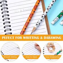 Football Pattern Wooden Pencil With Eraser, Smooth Graphite Writing Pencil, Suitable For Daily Notes, Drawing Stationery - C - View 2