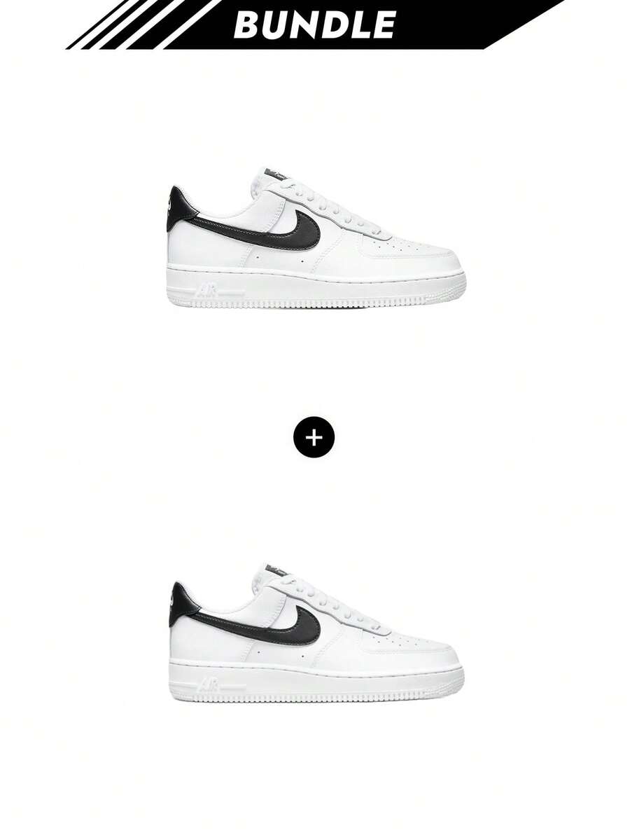 Nike [Bundle] Air Force 1 '07 Air Force 1 '07 Damen Sneaker Weiß/Weiß/Weiß/Schwarz DD8959-103 X 2 - Weiß x 2 - Übersicht 1
