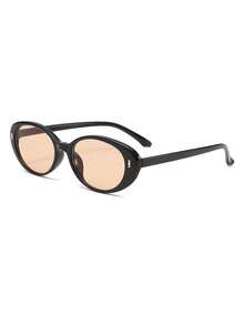 1 Pair Women's Personalized Oval Rivet Street Style Fashion Decorative Glasses - Glossy Black - View 2