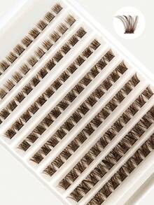 120pcs Brown DIY Eyelash Extensions Cross Lightweight Single Cluster False Eyelashes, Natural Soft Lightweight, 8-16mm, Reusable, Mixed Style Eyelash Clusters, Single Cluster False Eyelashes - D - View 6