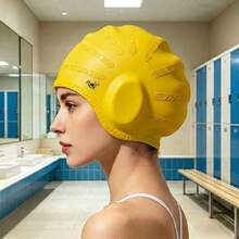 Silicone Swimming Cap Adult Solid Color Pure Silicone Ear Protection Cap Waterproof Anti-Slip Comfortable Fit Soft Elastic Swim Hat For Pool Beach - Multicolor - View 4