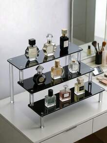 1pc 3-Tier Acrylic Display Rack, Multi-Use Collectibles Organizer For Toy Cars Mini Figurines & Perfume Bottles, Desktop Room Decor Vanity Accessories - View 4
