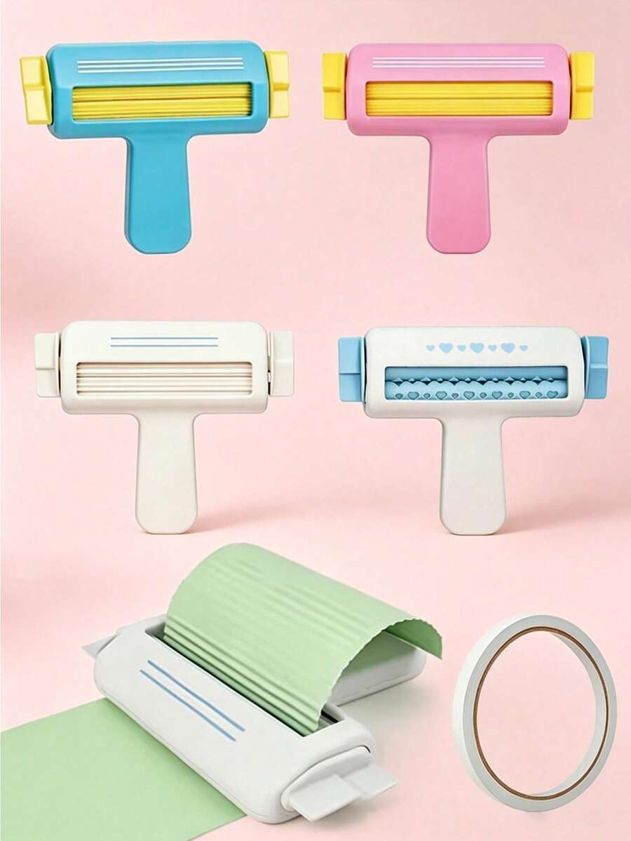 1/2 piezas Herramienta de repujado de papel ondulado, herramienta pequeña para plegar papel, adecuada para manualidades hechas a mano, cartulina y decoración de álbumes de recortes, con adhesivo de doble cara - multicolor - Ver 1