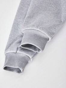 Tween Girl Letter Print Hoodie And Sweatpants Set - Grey - View 7