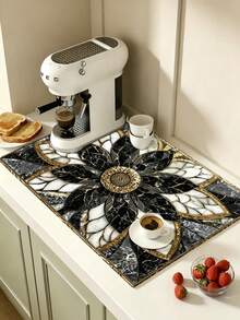 1pc 2D Flat Luxury Black Golden For Lotus Marble Pattern Stove Protector Mat, Wear Resistant, Dirt Resistant, Durable, Easy To Clean, Reusable, Suitable For Travel, Gas Stove, Washing Machine, Kitchen Essentials, Home Decor, Vacation Essentials - a - 查看 7