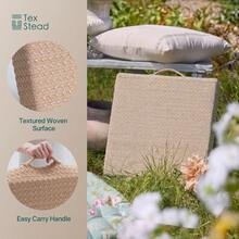 1pc Thick Square Woven Linen Floor Cushion With Handle, Natural Raffia Texture Foam Pad, 50cm/20in Washable Tatami Meditation Mat, Multi-Functional Window Seat Sofa Chair Cushion, Suitable For Living Room Bedroom Balcony Home Decor - Yellow and White Stripes - View 5