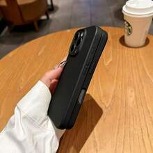 1pc Thickened Solid Color Silicone Lens Protection Phone Case Compatible With Apple 18 Pro Max, 18 Pro, 17 Pro Max, 17 Pro, 17 Air, 16, 15, 14, 13, 12 Pro Max, 11, Candy Color Full Coverage Protective Cover - Black - View 4