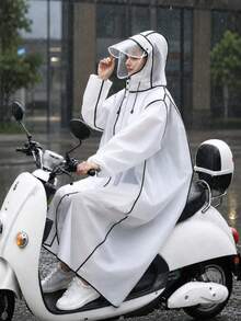 1pc Thickened EVA Raincoat With Detachable Double Brim, Transparent Hooded Full Coverage Rain Poncho With Waterproof Pocket, Windproof Long Rain Gear, Unisex, Suitable For Electric Scooter, Motorcycle, Cycling, Commuting, Hiking, Travel And Outdoor Activities - Multicolor - View 6