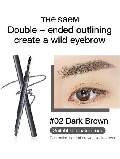 the SAEM Thesaem Dual-Ended Eyebrow Pencil, Waterproof, Sweat-Resistant, Natural Long-Lasting Color, Smudge-Proof, Fine Tip For Beginners, Wild Eyebrow Look