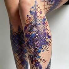 4pcs Fish Scale Temporary Tattoo Stickers, Body Tattoo Decoration, Waterproof Temporary Tattoo, Easy To Apply Makeup Accessories, Party Makeup Supplies - Multicolor - View 8