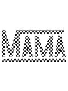 T-shirt with Checkerboard MaMa Design, For Women [180G 100% cotton, lightweight and breathable, soft and comfortable] - Schwarz - Übersicht 3