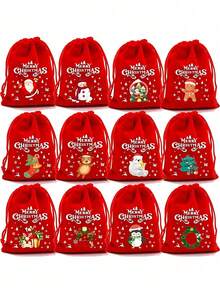 24pcs-,Suitable For Christmas Gifts, Suitable For Christmas Holiday Party Supplies; Used For Christmas And New Year Party Decoration, - Red - View 1