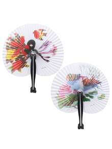 10pcs/5pcs Portable Folding Paper Fans, Traditional Chinese Style Painted Paper Fans, Suitable For Weddings, Birthdays, Dance Performances, Photography Props, Random Colors - A - View 8