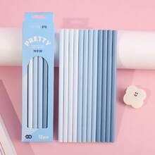 12pcs Macaron Solid Color Round HB Wooden Pencils, Macaron Color Series Minimalist Wooden Writing Pencil Set, Smooth Sketching Drawing Stationery, Student Back To School Exam Supplies - A - View 11