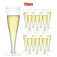 25/50pcs Elegant Reusable Plastic Champagne Flutes - 4.5oz Pink Wine Drinking Glasses, Durable & Stylish For Weddings, Bars, Restaurants, Parties, Thanksgiving, Christmas, Halloween, New Year Party - 粉紅色 - 查看 13
