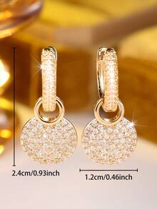 1 Pair Of Elegant, Minimalist Double-Ring Drop Earrings For Women-The Perfect Accessory To Brighten Up Your Work, Commute, And Everyday Outfits - Yellow Gold - View 5