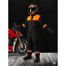 Waterproof Overalls For Motorcyclists And Cyclists, Men And Women, Reflective Waterproof Overalls - 橘色 - 查看 1