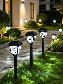 6pcs/2pcs Solar Outdoor Path Lights, Waterproof Garden Lights, Lawn Lights, Solar Landscape Decorative Lighting, Suitable For Yard/Garden/Landscape/Walkway/Patio/Courtyard/Lawn Path LED Outdoor Lights - Yellow - View 6