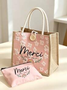 Teacher Print Linen Tote Bag, Teacher Appreciation Handbag, Teacher's Day Gift, Reusable Printed Tote Bag, Suitable For Commuting And School, Back To School - Multicolor - View 18