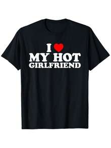 100% Cotton I Love My Hot Girlfriend T-Shirt - 黑色 - 查看 1