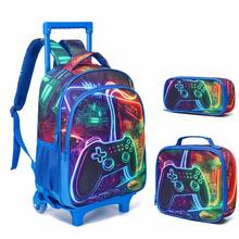 3-Piece Roller Backpack Set, Game Print Backpack, Tote Bag, Outdoor Bag, Pencil Case, Best Gift For Back To School Season - Multicolor - View 5