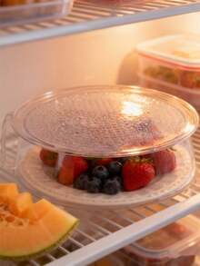 1pc Multi-Functional Microwave Splash Guard Cover, Microwave Food Heating Lid, Stackable, Suitable For Vegetables, Fruits And Plates, Camping, Outdoor BBQ, Home Use, Camping Essential, Stackable Design - View 4