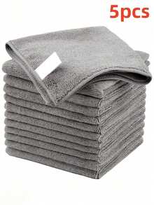 5pcs/10pcs Multi-Purpose Grey Microfiber Cleaning Rags - Soft & Quick-Dry Towels For Car Washing, Dusting, And Household Chores - A - View 13