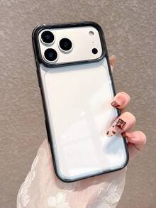 Casing Ponsel Transparan dengan Tepi Hitam dan Cangkang Keras, Cocok untuk iPhone 17 Pro Max/17 Pro/17/16 Pro Max/16/16 Pro/16 Plus/11/15/15 Pro/15 Pro Max/13/14 Pro Max/13 Pro/13 Pro Max/14 Pro/14 Pro Max, Pelindung Anti-Menguning, Bahan Akrilik - Hitam - View 4