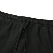 Adidas Women's Loose Drawstring High Waist Running CasualBermuda Shorts, Summer - Black - View 6