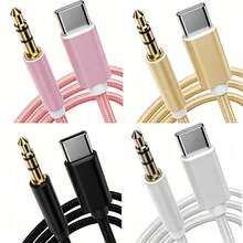 3.3ft/100cm AUX Audio Cable, USB-C To 3.5mm Nylon Braided Aux Cord Compatible With IPhone 16/15 Pro Max Plus, - Multicolor - View 11