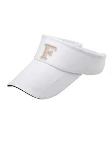 1 pieza Sombrero de sol personalizado para adolescentes de 8-16 años, blanco puro con letra A-Z, correa ajustable, gorra transpirable de parte superior abierta, adecuado para deportes diarios, viajes y uso casual - Blanco - Ver 8