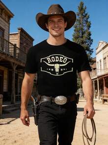 Western Cowboy Rodeo Shirts: camisetas clásico con diseño de calavera de vaca para hombre, camisetas bohemias de música de concierto campestre - Verde militar - Ver 7