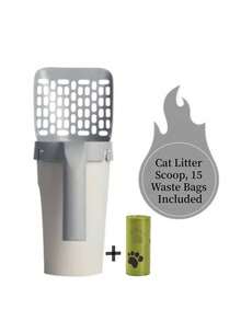 1pc All-In-One Cat Litter Scoop With Built-In Trash Bag Set, Detachable Pet Cleaning Tool, Large Capacity Cat Litter Shovel For Cats And Dogs, Poop Scooper Tool - Light Grey - View 12
