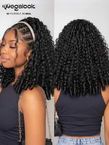 MEGALOOK Ekstensi Rambut Ekor Kuda Keriting 100% Rambut Manusia, Wig Setengah Tanpa Lem, Pemasangan Tanpa Lem, Wig Setengah dengan Tali Serut yang Dapat Diatur, Panjang 14-22 Inci, Tidak Rontok, Mudah Dipakai, Ramah untuk Pemula, Cocok untuk Wanita - SNatural - View 3