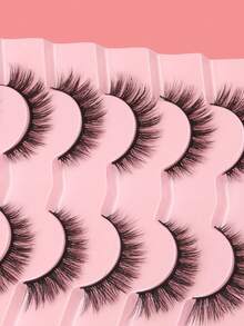7 Pairs Black Natural Eyelashes - Black - View 8