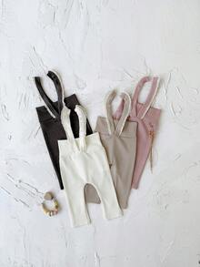 4 Pcs/Set Celana Legging Bayi Perempuan Baru Lahir Kasual Sederhana dengan Ruffle dan Tali Bahu, Celana Dalam Elastis, Kombinasi Musim Semi dan Gugur - MultiWarna - View 3