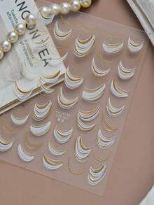 1pc 5D Gold Plated Nail Art Sticker, New French Style Premium Gold Ribbon Nail Decoration, Self-Adhesive Nail Art Sticker, DIY Nail Accessory Nail Stickers - Gold - View 4