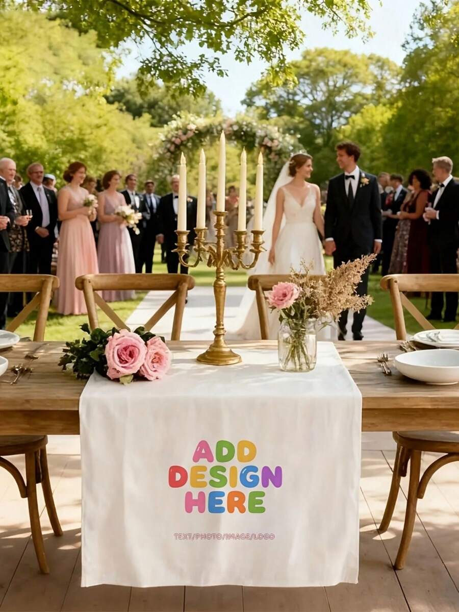 Custom Text Wedding Table Runner Personalized Last Name And Established Date Sweetheart Table Banner For Reception Bridal Dinner Anniversary Celebration Party Decor - Multicolor - View 1
