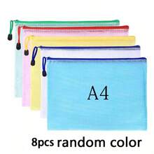 12/8/1 buah Tas Resleting A4 A5 A6, Tas Dokumen Jaring, Kapasitas Besar, Tahan Air, Berwarna-warni, Tas Penyimpanan untuk Sekolah, Kantor, Pekerjaan Rumah, dan Perjalanan - Beraneka warna - View 12