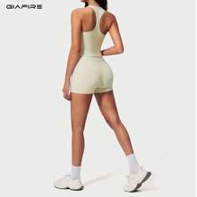 2026新款 GIAFIRE 女士2件式瑜伽套裝，緊身快乾高腰提臀收腹刷毛寬腿褲，適用皮拉提斯、跑步、健身、戶外休閒舒適運動穿搭 - 淡黃色 - 查看 4